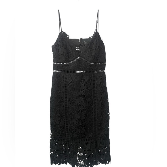 Bardót Botanica Black cut out crochet classic cocktail party lil black dress M - Picture 3 of 6